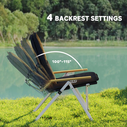 Portable High Back Camping Chair with Padded Seat for Comfort - Black