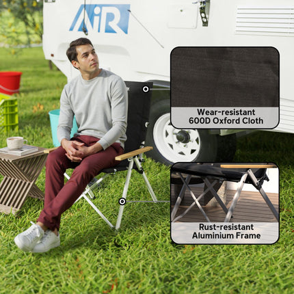 Portable High Back Camping Chair with Padded Seat for Comfort - Black