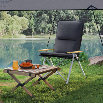 Portable High Back Camping Chair with Padded Seat for Comfort - Black