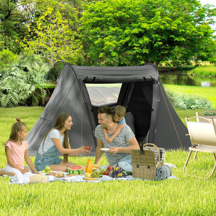 Waterproof 3 Man Camping Tent with Living Area - Dark Grey