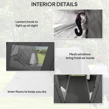Waterproof 3 Man Camping Tent with Living Area - Dark Grey