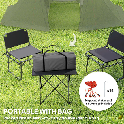 Waterproof 3 Man Camping Tent with Living Area - Dark Grey
