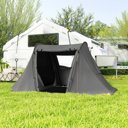 Waterproof 3 Man Camping Tent with Living Area - Dark Grey
