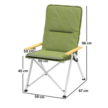 High Back Portable Camping Chair with Padded Seat and Carry Bag - Green