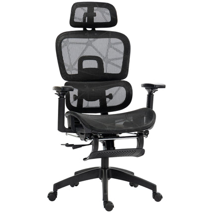 Multi-Adjustable Ergonomic Mesh Office Chair with Footrest - Black