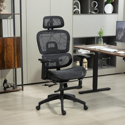 Multi-Adjustable Ergonomic Mesh Office Chair with Footrest - Black