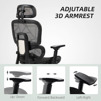Multi-Adjustable Ergonomic Mesh Office Chair with Footrest - Black