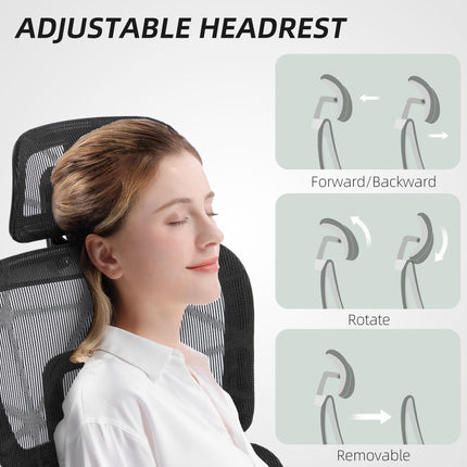 Multi-Adjustable Ergonomic Mesh Office Chair with Footrest - Black