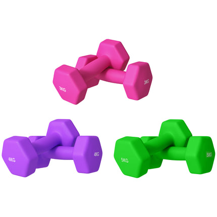 Set of 6 Hex Dumbbells, Neoprene Weights Pair with Non-Slip Grip, Home Gym Fitne
