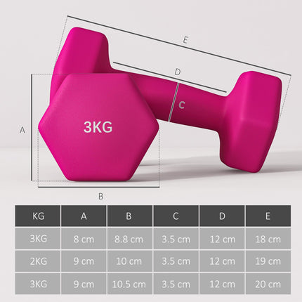 Set of 6 Hex Dumbbells, Neoprene Weights Pair with Non-Slip Grip, Home Gym Fitne