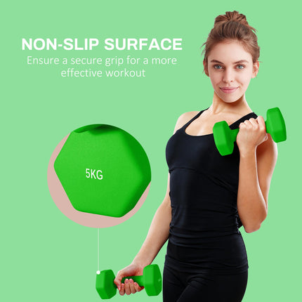 Set of 6 Hex Dumbbells, Neoprene Weights Pair with Non-Slip Grip, Home Gym Fitne