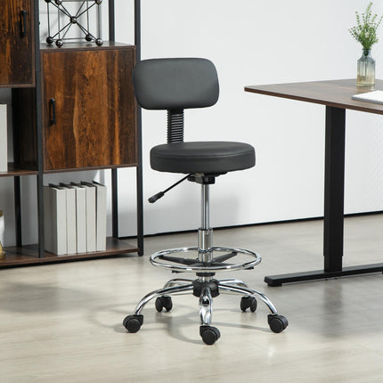 Drafting Office Chair with Adjustable Footrest and Height - Black