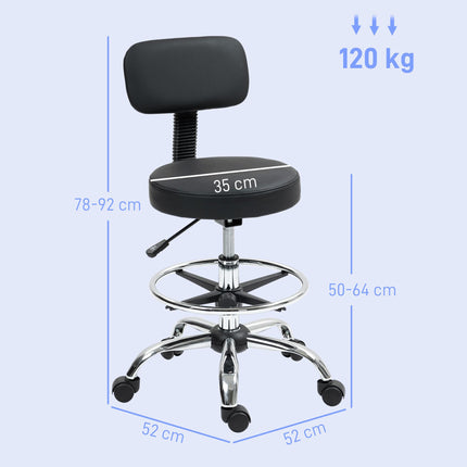Drafting Office Chair with Adjustable Footrest and Height - Black