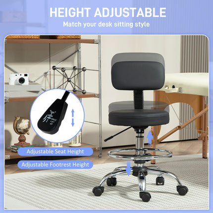 Drafting Office Chair with Adjustable Footrest and Height - Black