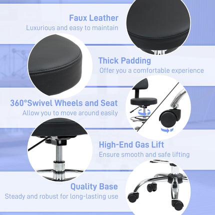 Drafting Office Chair with Adjustable Footrest and Height - Black