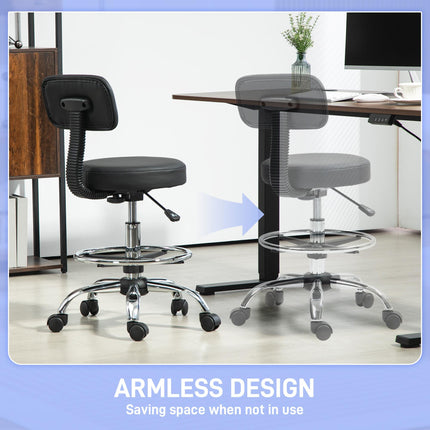 Drafting Office Chair with Adjustable Footrest and Height - Black