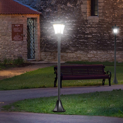 Set of 2 Solar Garden Post Lamps with Dimmable Sensor LED Lighting - Black