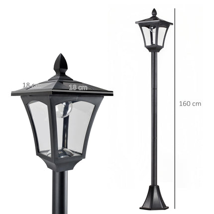 Set of 2 Solar Garden Post Lamps with Dimmable Sensor LED Lighting - Black