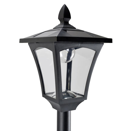 Set of 2 Solar Garden Post Lamps with Dimmable Sensor LED Lighting - Black