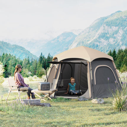 Waterproof Spacious 4-Person Camping Tent with Easy Setup - Dark Grey