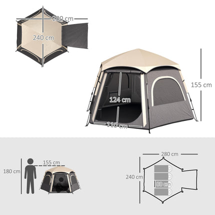 Waterproof Spacious 4-Person Camping Tent with Easy Setup - Dark Grey