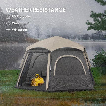 Waterproof Spacious 4-Person Camping Tent with Easy Setup - Dark Grey