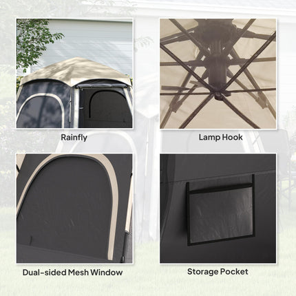 Waterproof Spacious 4-Person Camping Tent with Easy Setup - Dark Grey