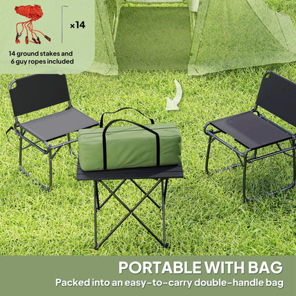 Waterproof 3 Man Camping Tent with Living Area - Green