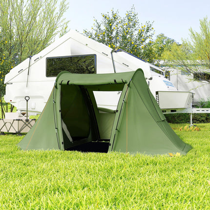 Waterproof 3 Man Camping Tent with Living Area - Green