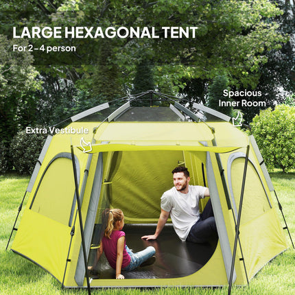 Instant Pop Up Camping Tent, 2/3/4 Person Easy Setup Dome Family Tent with Vesti