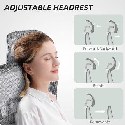 Multi-Adjustable Ergonomic Mesh Office Chair with Reclining and Footrest - Grey