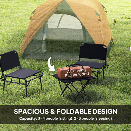 Waterproof Easy Set Up Camping Tent for 3-4 People - Orange and Grey