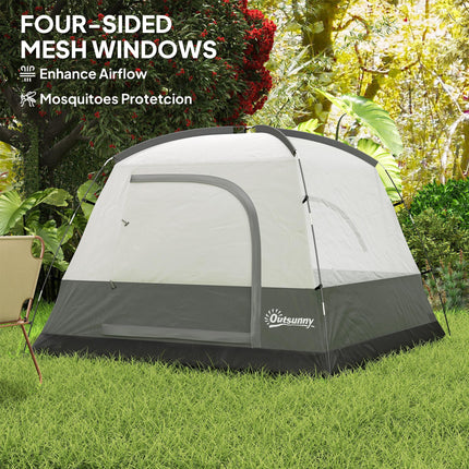 Waterproof Easy Set Up Camping Tent for 3-4 People - Orange and Grey