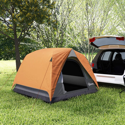 Waterproof Easy Set Up Camping Tent for 3-4 People - Orange and Grey