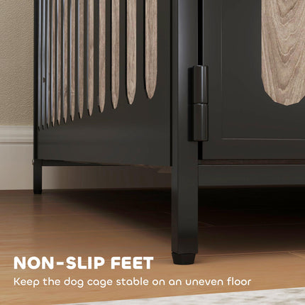 Extra Large Dog Crate Furniture with Anti-Chew Mesh & Anti-Escape Door, 118x80x92 cm - Walnut Brown