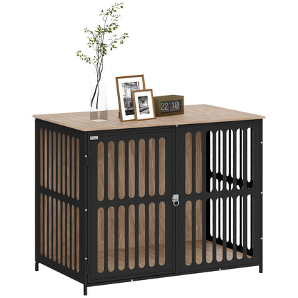 Dog Crate Furniture with Anti-Chew Resistant Mesh, Anti-Escape Single Door, for