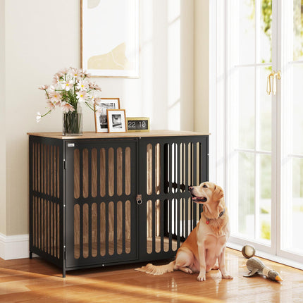 Dog Crate Furniture with Anti-Chew Resistant Mesh, Anti-Escape Single Door, for