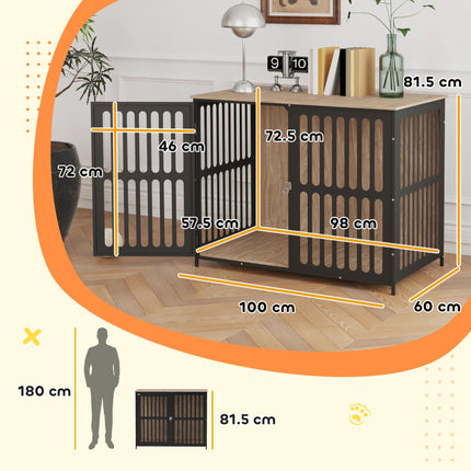 Dog Crate Furniture with Anti-Chew Resistant Mesh, Anti-Escape Single Door, for
