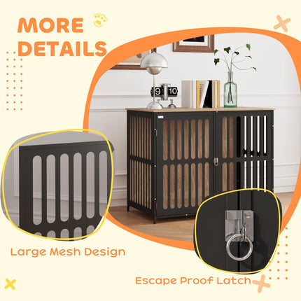 Dog Crate Furniture with Anti-Chew Resistant Mesh, Anti-Escape Single Door, for