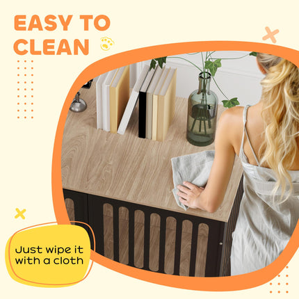 Dog Crate Furniture with Anti-Chew Resistant Mesh, Anti-Escape Single Door, for