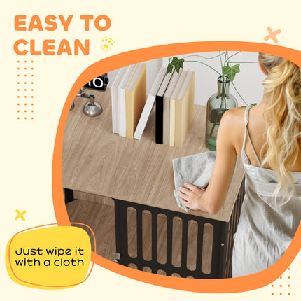 Medium Dog Crate Furniture with Anti-Chew Mesh & Anti-Escape Door, 80x55x72 cm - Walnut Brown
