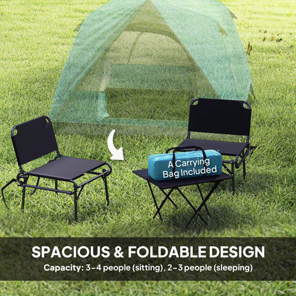 Waterproof 3-4 Person Camping Tent with Easy Setup - Navy Blue and Light Blue