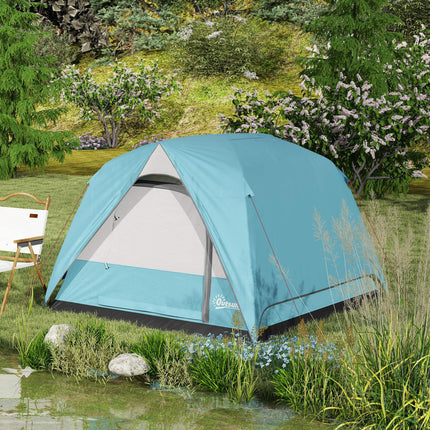 Waterproof 3-4 Person Camping Tent with Easy Setup - Navy Blue and Light Blue