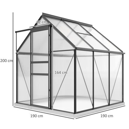 190 x 190cm Walk-In Polycarbonate Greenhouse