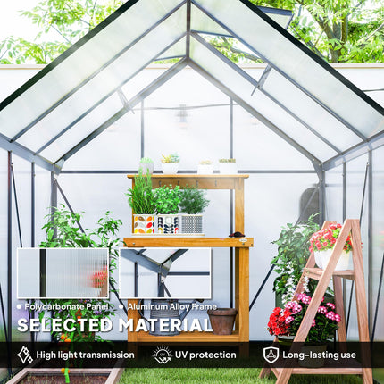 190 x 190cm Walk-In Polycarbonate Greenhouse