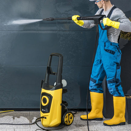1800W High Pressure Washer with 6M Hose & Snow Foam Bottle - Yellow