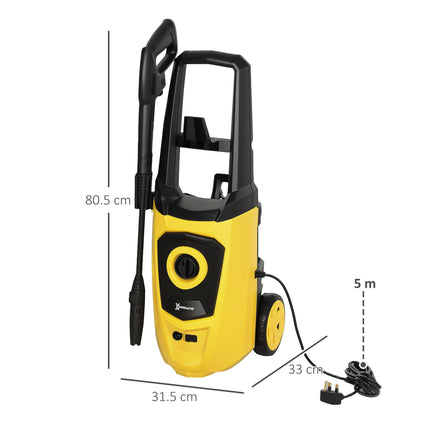1800W High Pressure Washer with 6M Hose & Snow Foam Bottle - Yellow