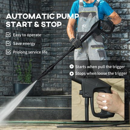 1800W High Pressure Washer with 6M Hose & Snow Foam Bottle - Yellow
