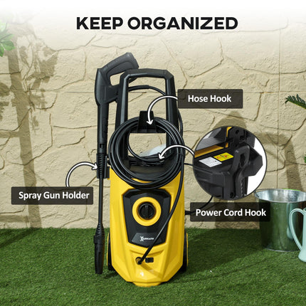 1800W High Pressure Washer with 6M Hose & Snow Foam Bottle - Yellow