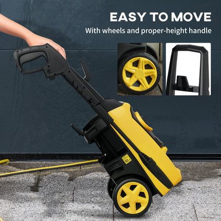 1800W High Pressure Washer with 6M Hose & Snow Foam Bottle - Yellow